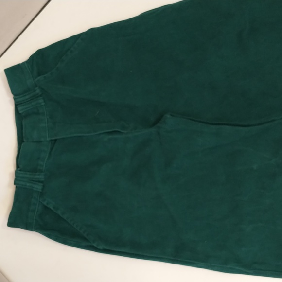 Vintage Forest Green Wide Leg High Waisted Bell Bottom Pants 70s Thick Cotton - Picture 2 of 9